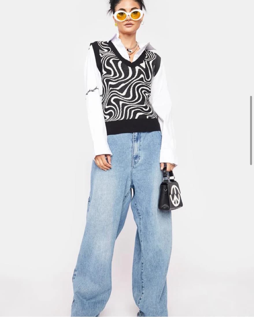 Groovy Black And White Sweater Vest - Image 5