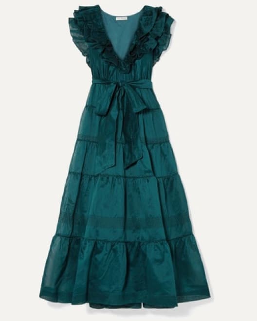 $1300 Ulla Johnson Teal Tiered Gown  - Image 4