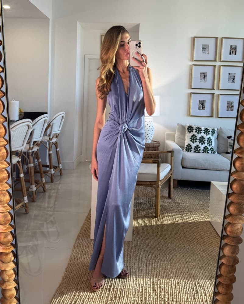 long white satin dress Iris Sleeve Maxi / | MESHKI It features a buttoned 2024week45 Bridesmaid Ugly Party Dresses Size:12-14 Years