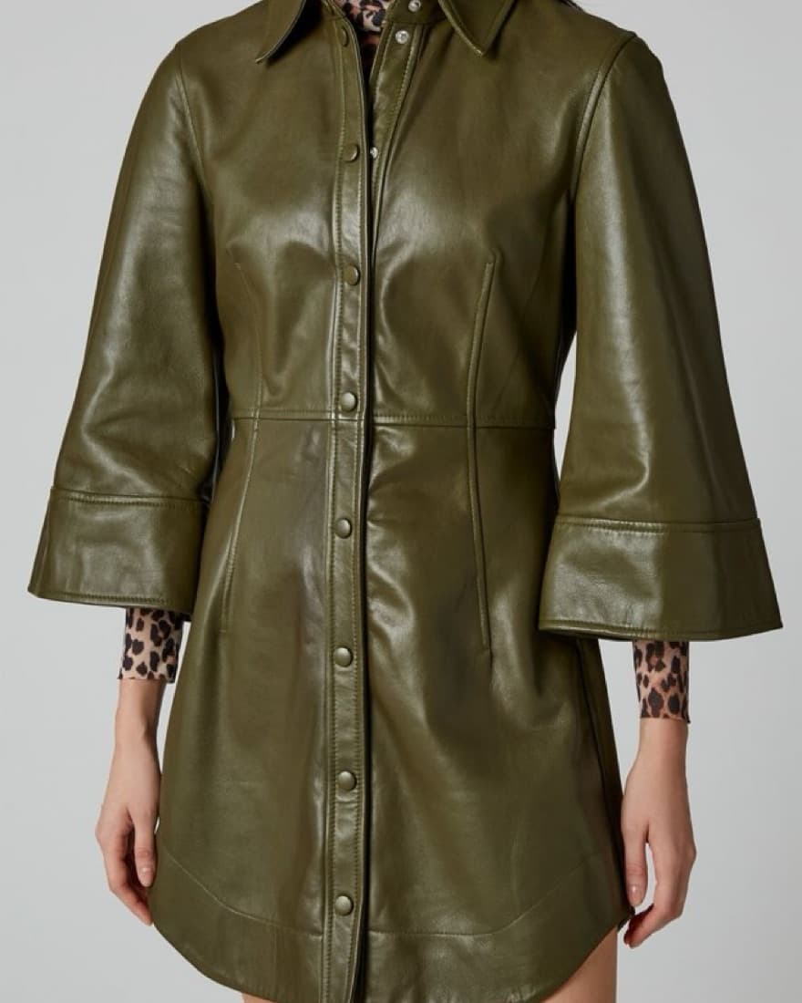Ganni Leather Mini Dress - Image 3