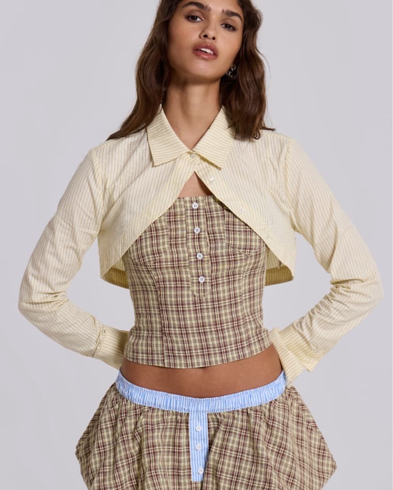 Jaded London Lulu Check Corset Top - Image 1