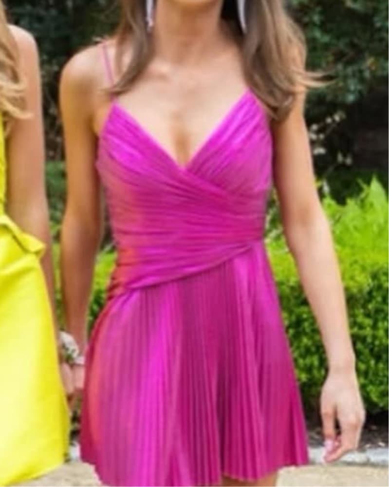 Vibrant Pleated Mini Dress - Image 1