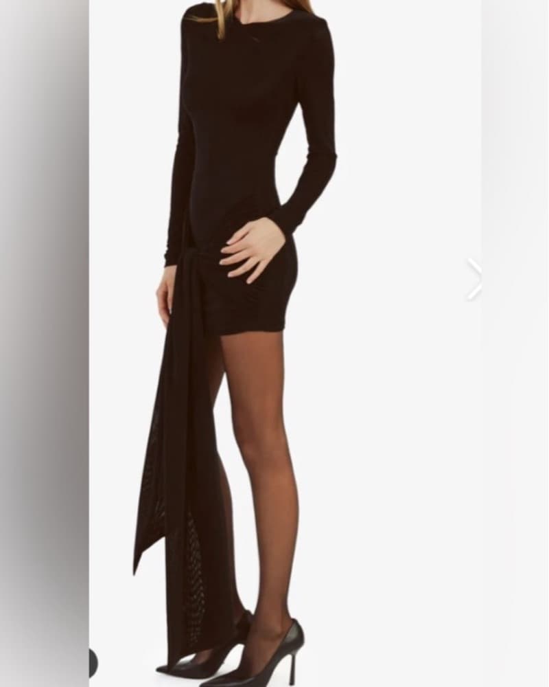 Cassidy Tie Front Dress Color: Black - Image 3