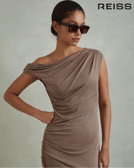 Reiss Brown Ruched Dress - Image 4
