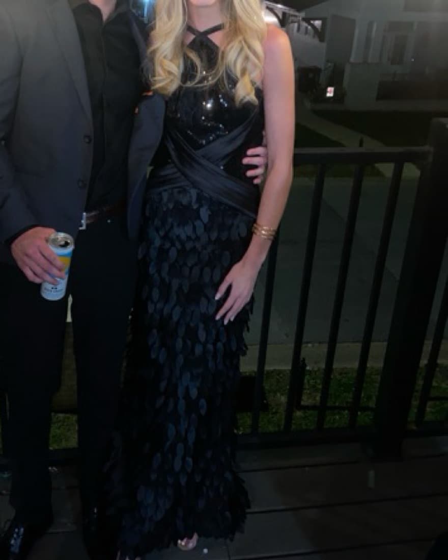Sho By Tadashi Sequin And Feathered Gown - Image 2