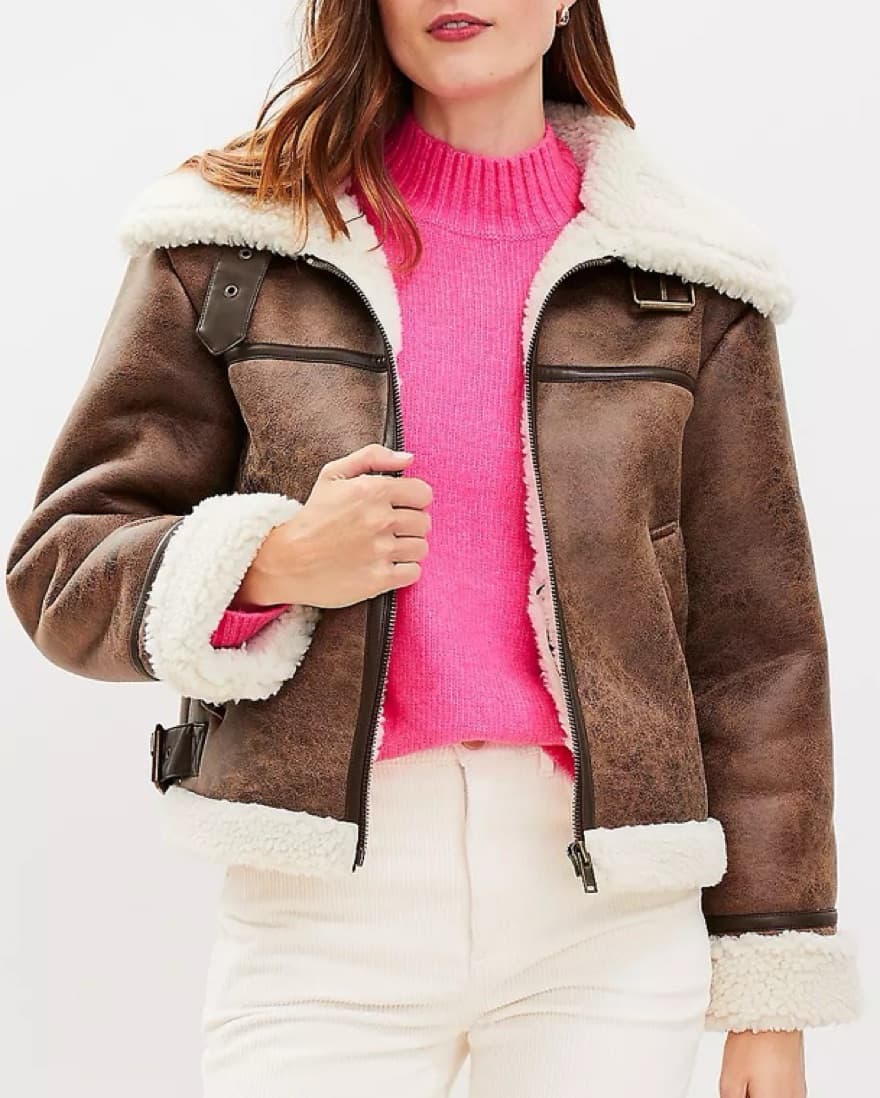Faux Suede Sherpa Coat - Image 1