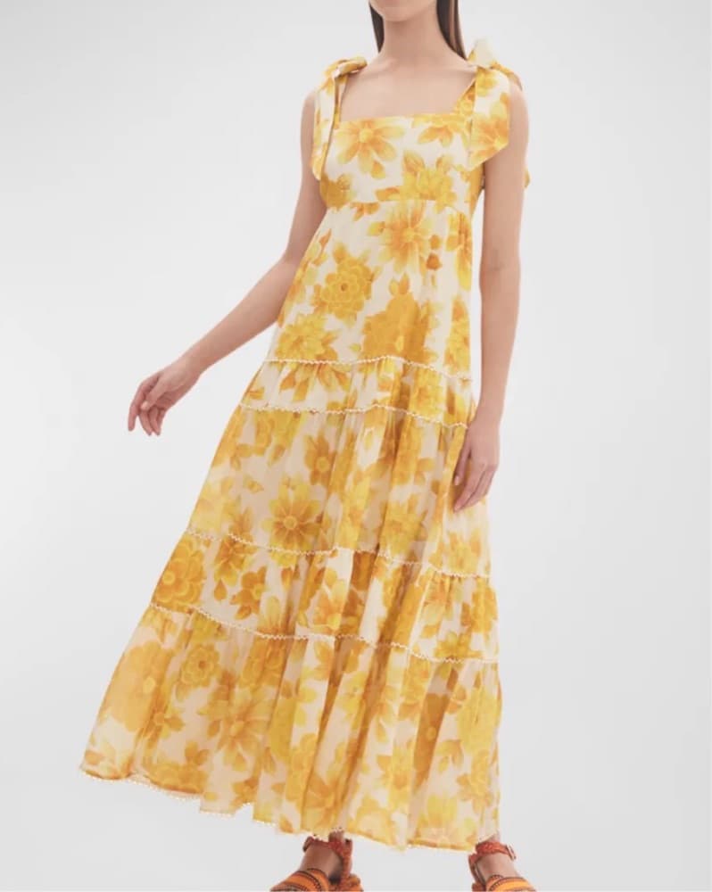 ALÉMAIS Sonny floral linen midi sundress - Image 1
