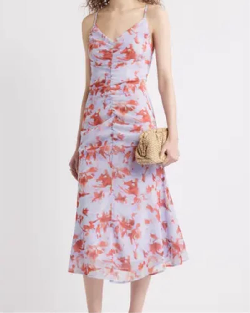 Chelsea28 Gathered V-Neck Midi Dress  - Image 1