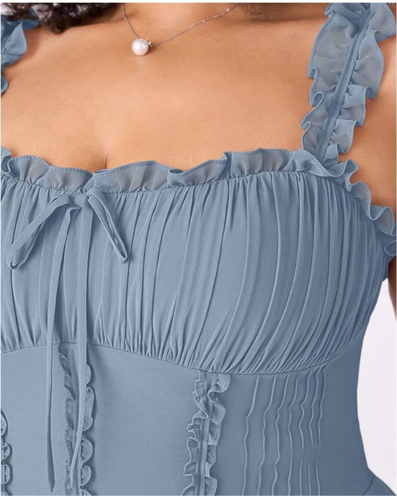 Azazie Dusty Blue Bridesmaid Dress- 4 - Image 4