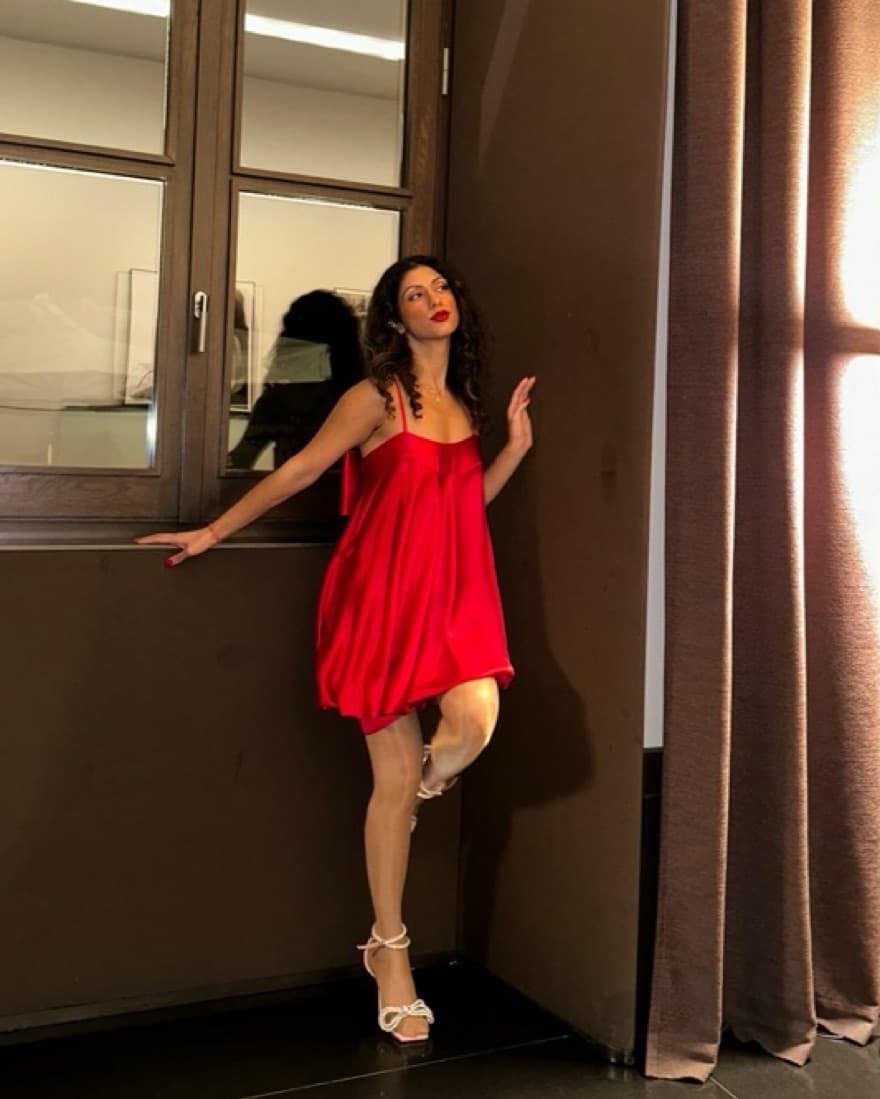 Red Jovani Mini Dress With Bow - Image 1