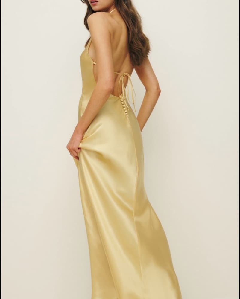 Reformation Jeany Silk Dress - Yellow - Image 1