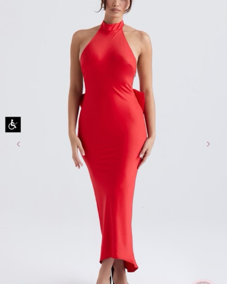 ILARIA Red Bow Halter Dress - Image 1