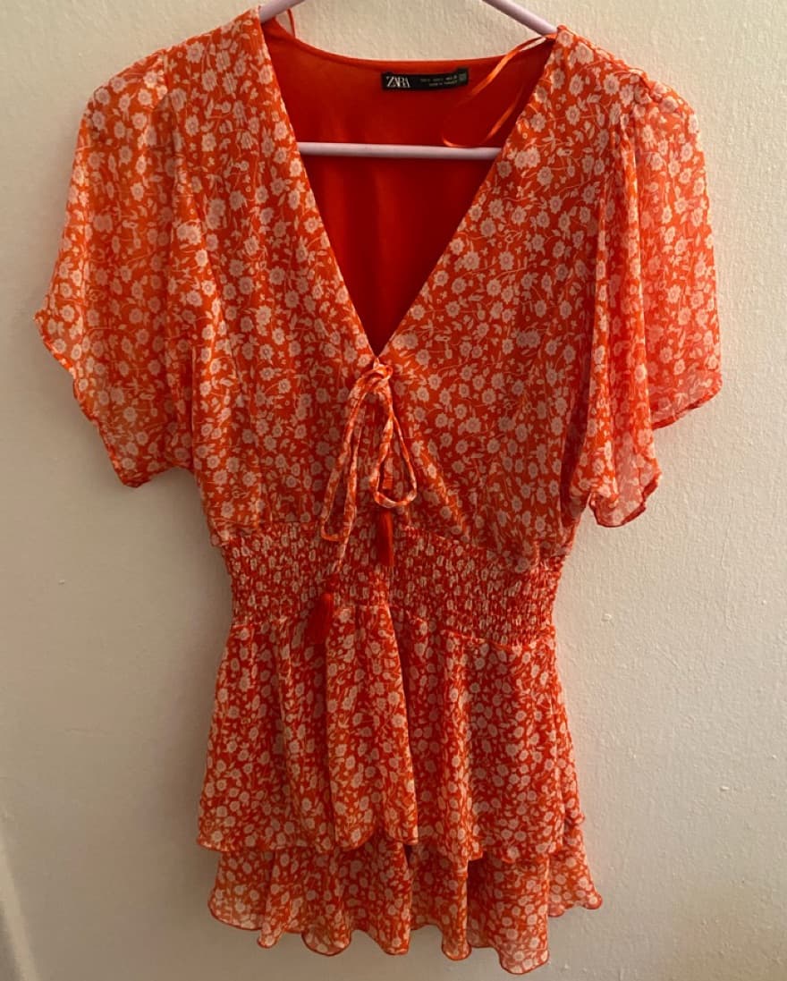 Red Floral Zara Dress - Image 1