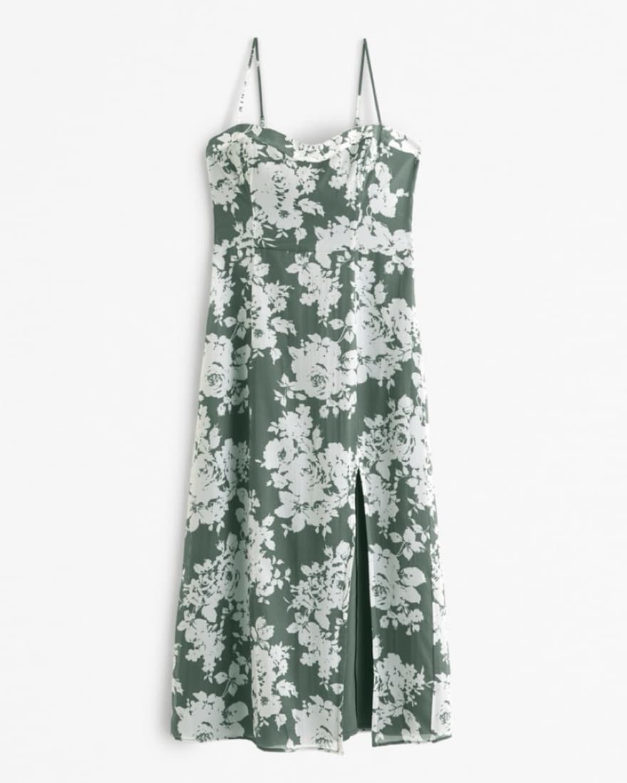 Green Floral Midi Dress Abercrombie - Image 1