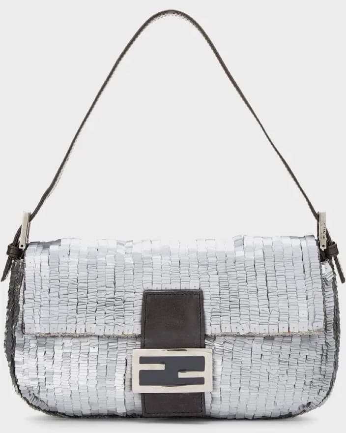 Rare Vintag Silver Sequin Fendi Baguette - Image 2