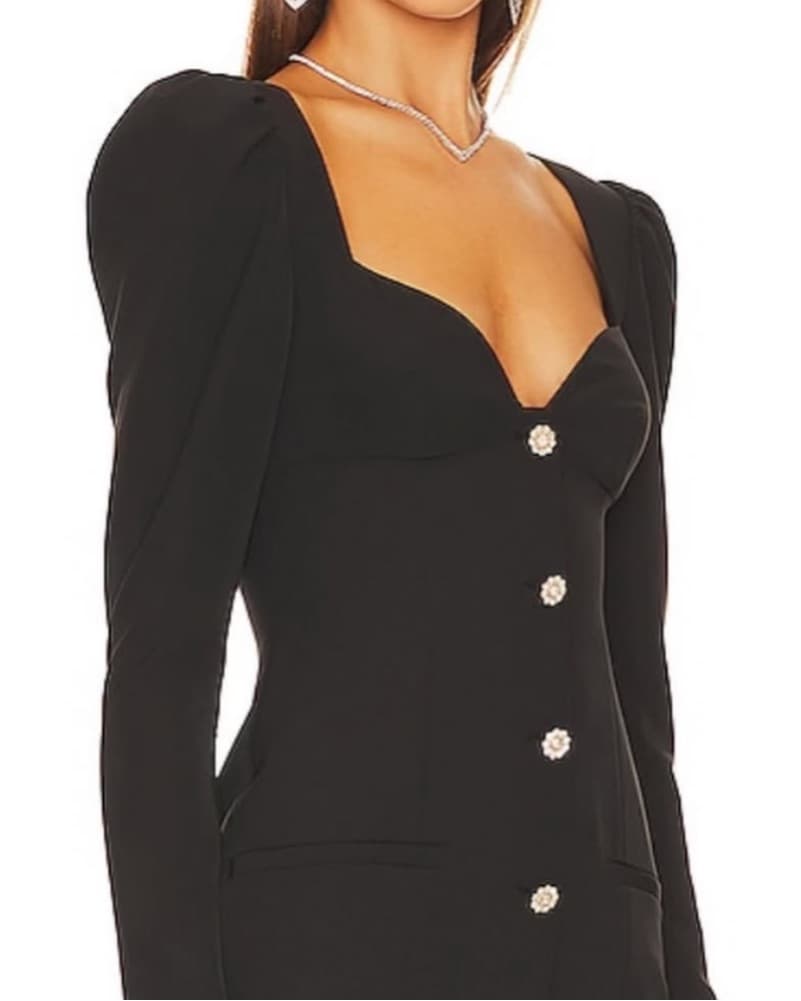 Glamorous Black Puff Sleeve Dress - Image 2