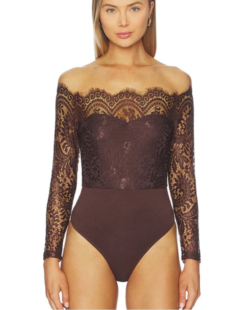 Off Shoulder Lace Bodysuit - Image 2