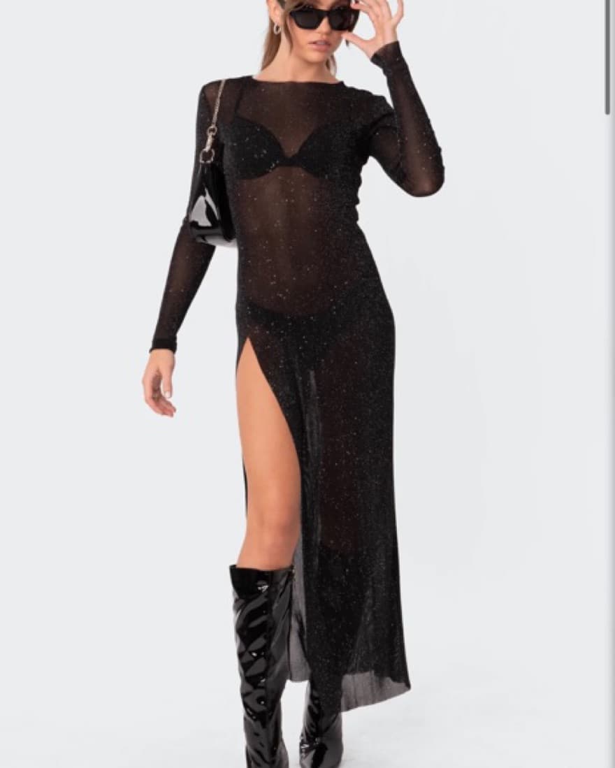Viral Edikted Glitter Mesh Dress - Image 3