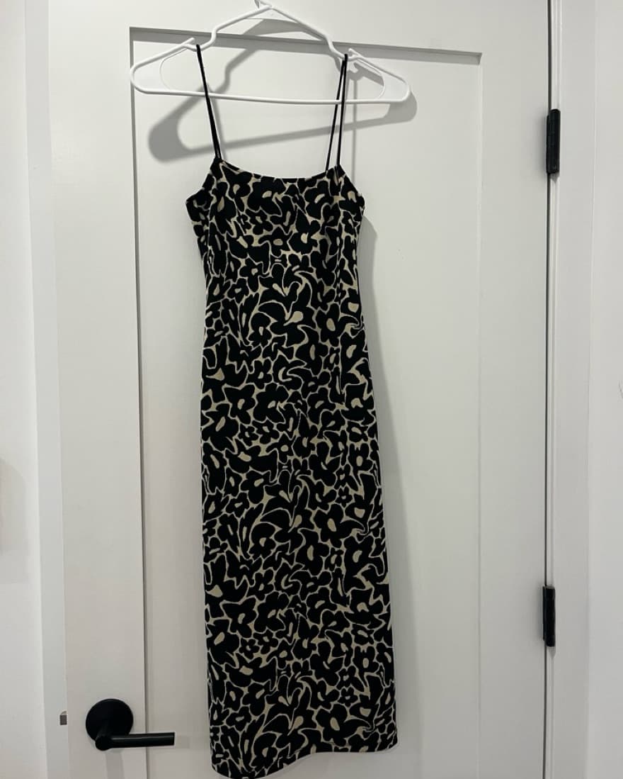 Floral Black & White Maxi Dress - Image 1