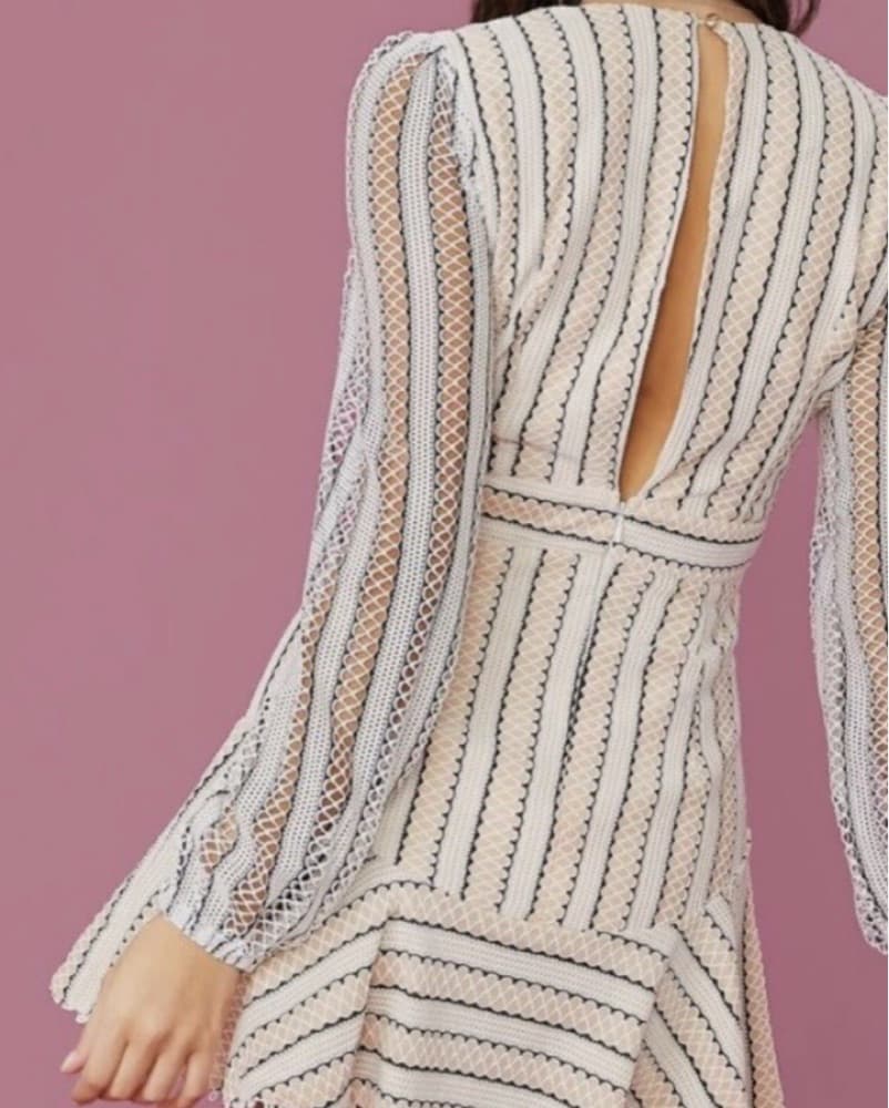 Elegant Striped Crochet Dress - Image 2
