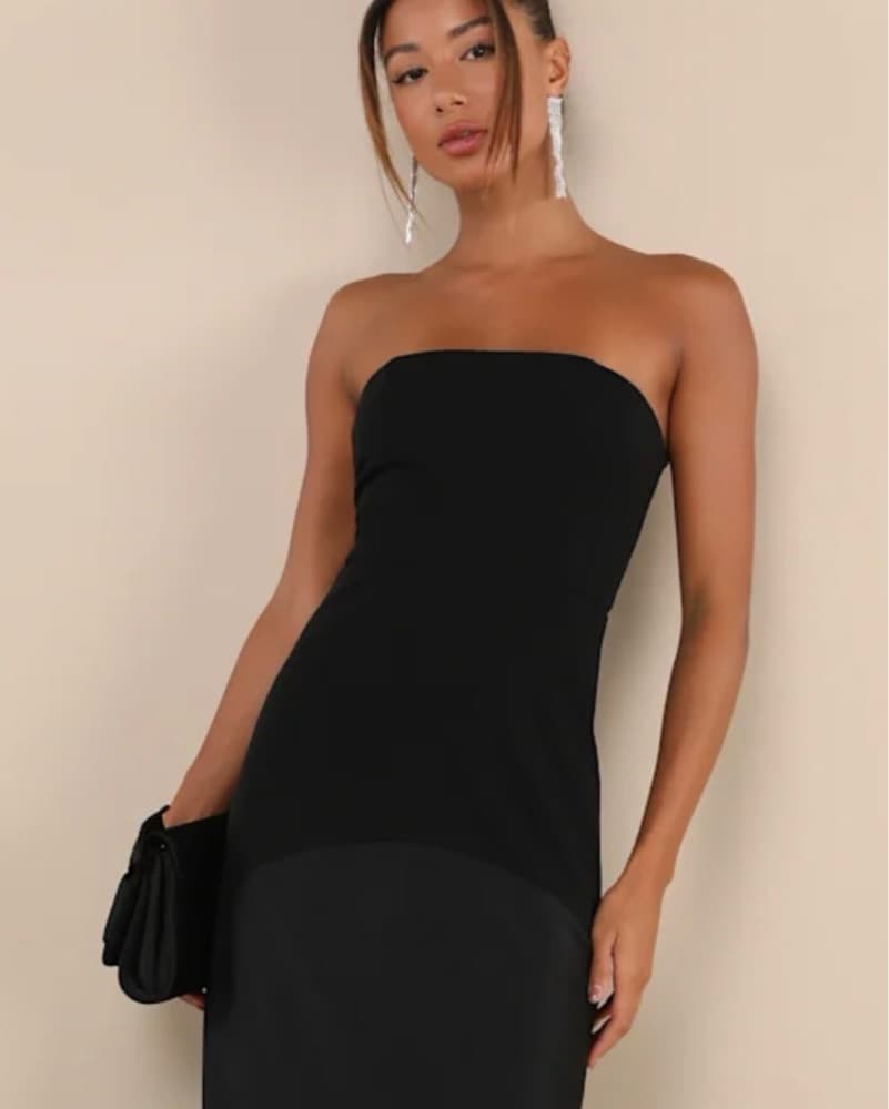 Black Strapless Dress - Image 2