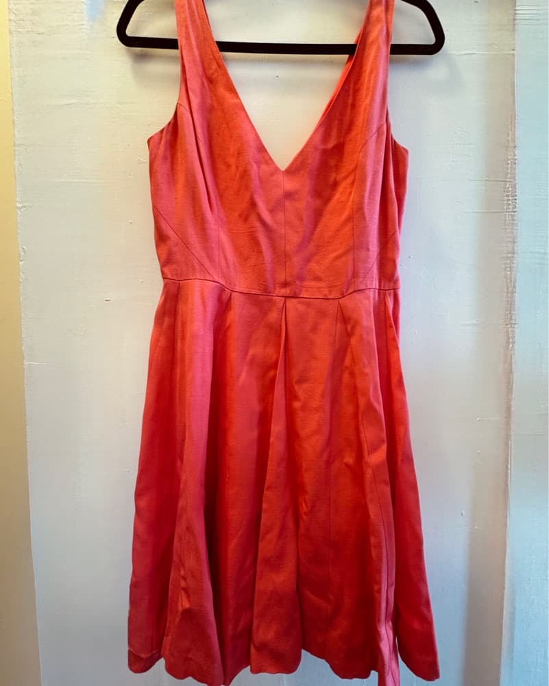 Vibrant Coral Fit and Flare Mini Dress - Image 2