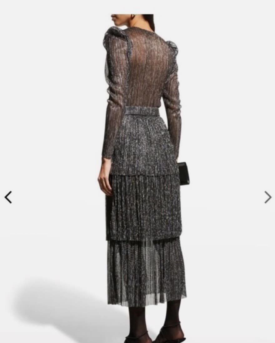 Puff Shoulder Black Shinmer Formal Dress - Image 3