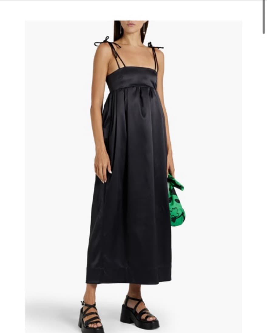 Ganni Gathered satin midi dress - Image 1