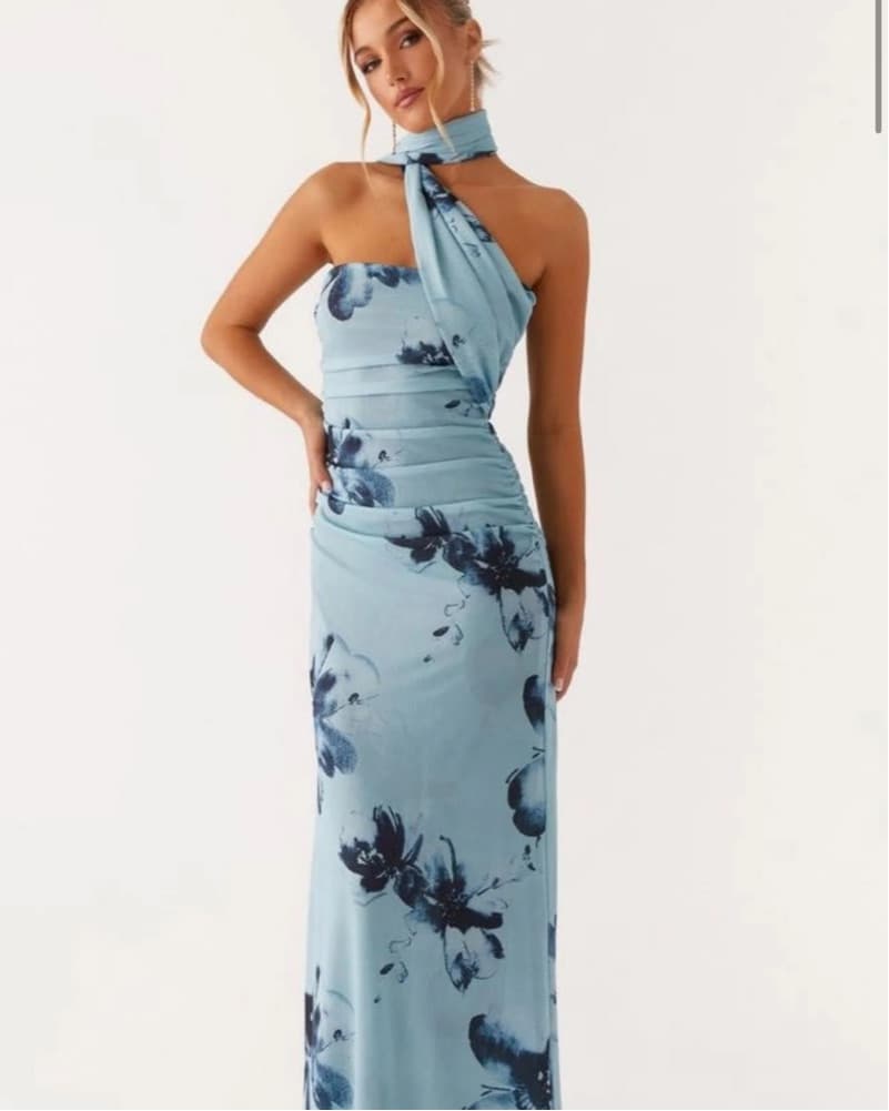 Songbird Maxi Dress - Blue Black Floral - Image 1