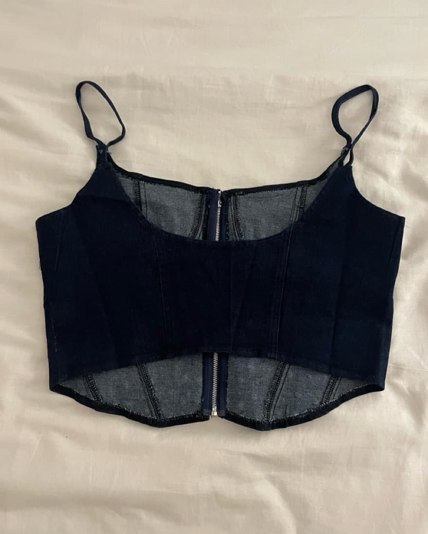 Rhinestone Denim Corset Top - Image 4