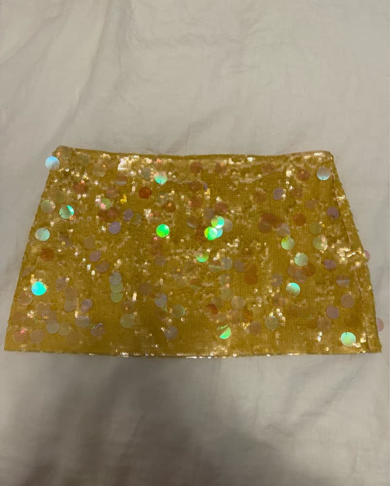 Guzio Micro Mini Yellow Sequin Skirt  - Image 4
