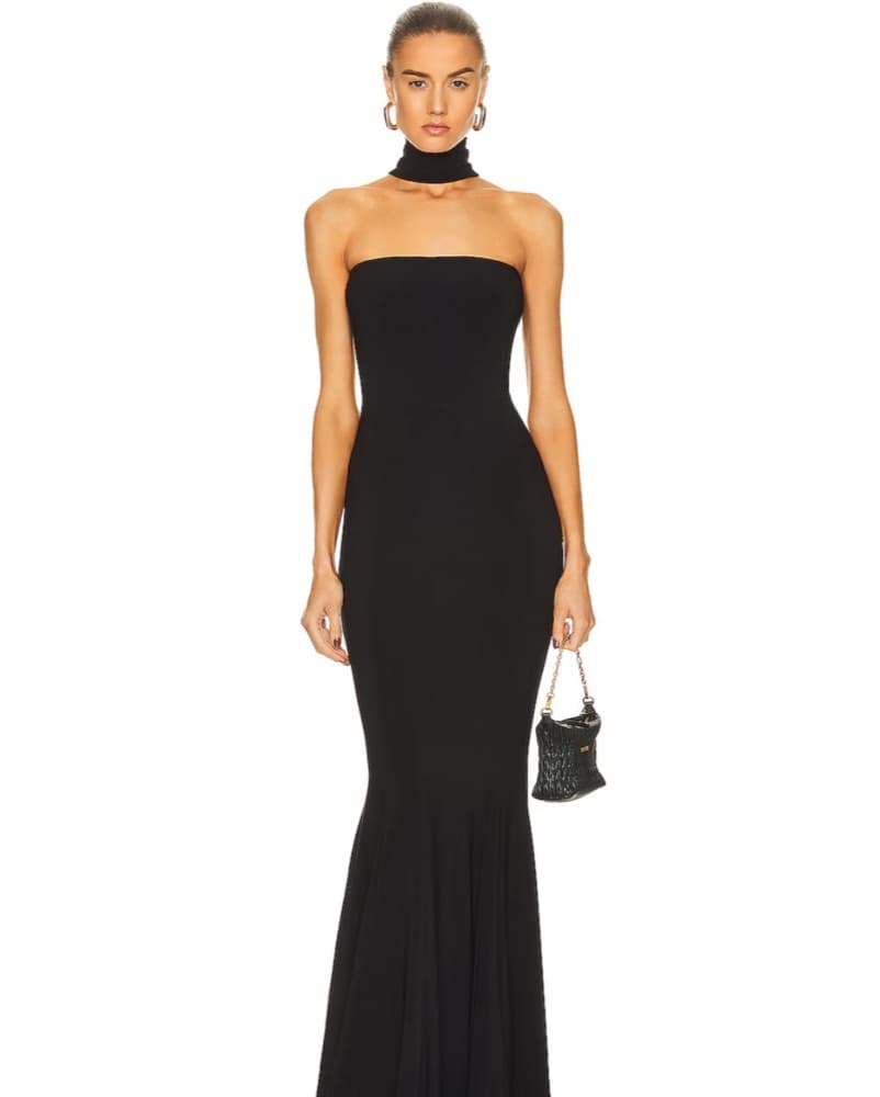Black Norma Kamali Fishtail Gown  - Image 1