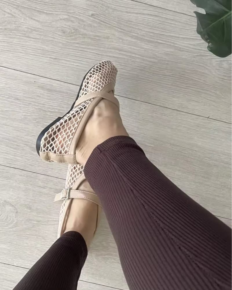 Alaia Dupe Nude Mesh Ballet Flats - Image 5