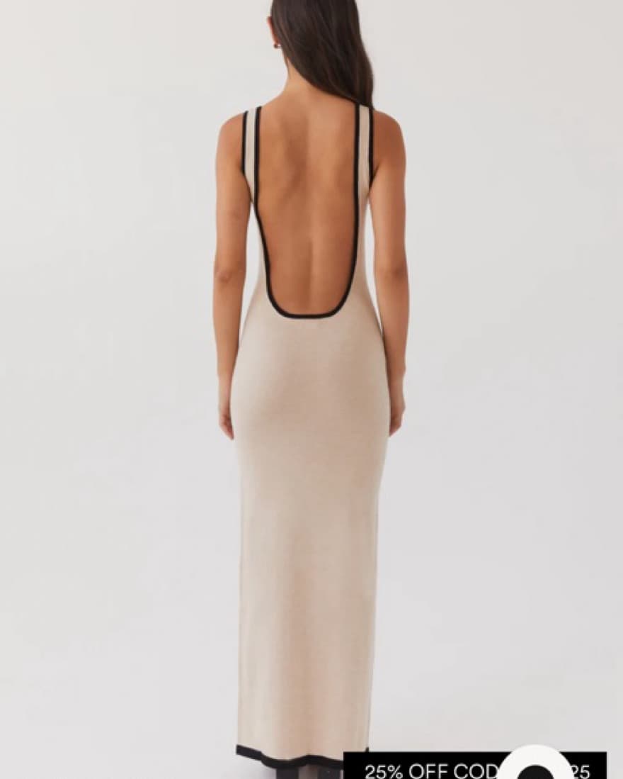 Pepper Mayo Beige Cut Out Maxi Dress - Image 2