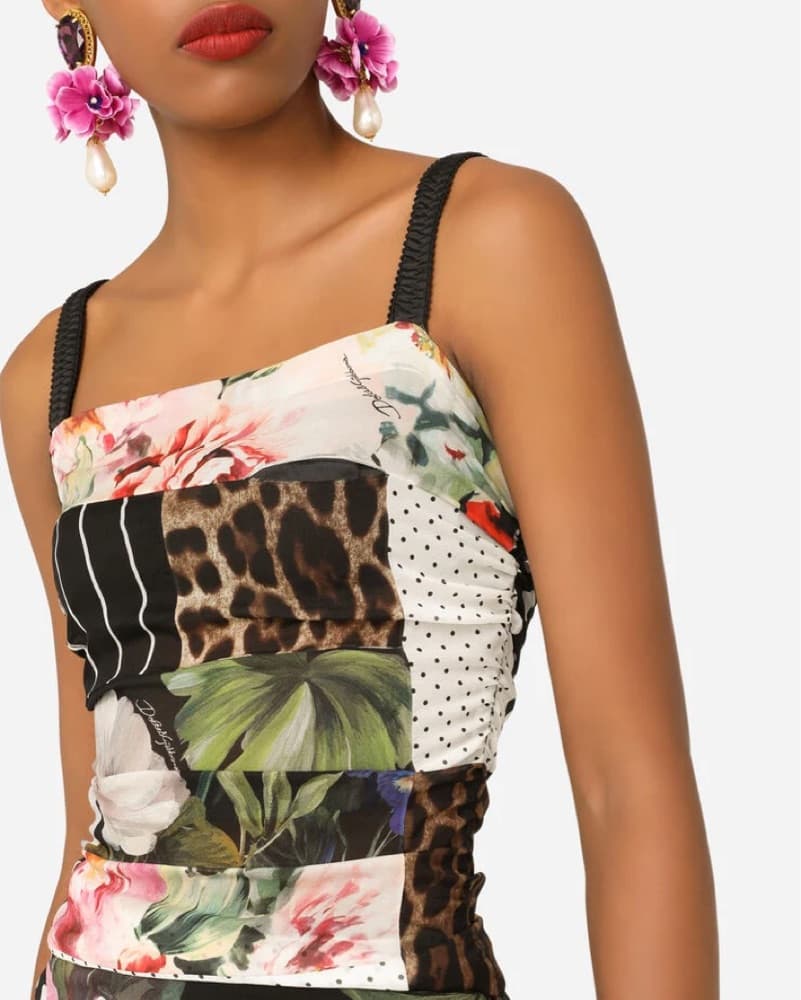 Dolce Gabbana Patwork Chiffon Dress - Image 4