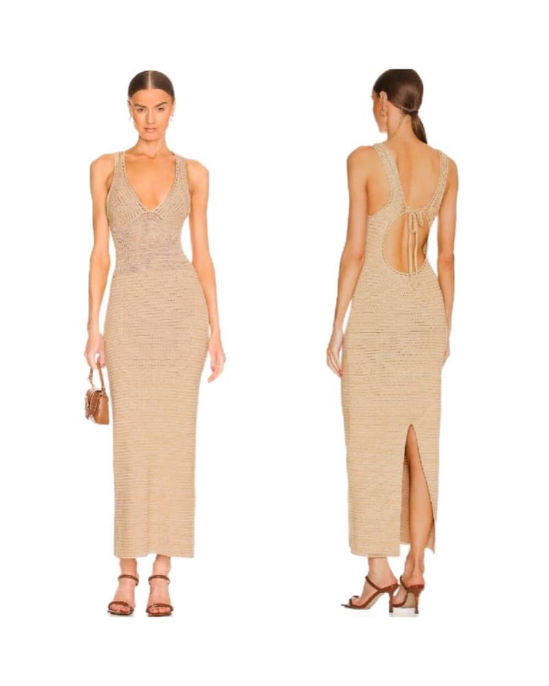 Ronny Kobo Tan Crochet Maxi Dress - Image 1