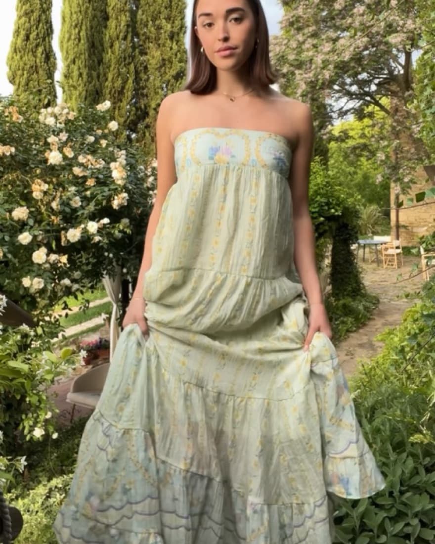 Light Green Garden Free People Dress - Image 3