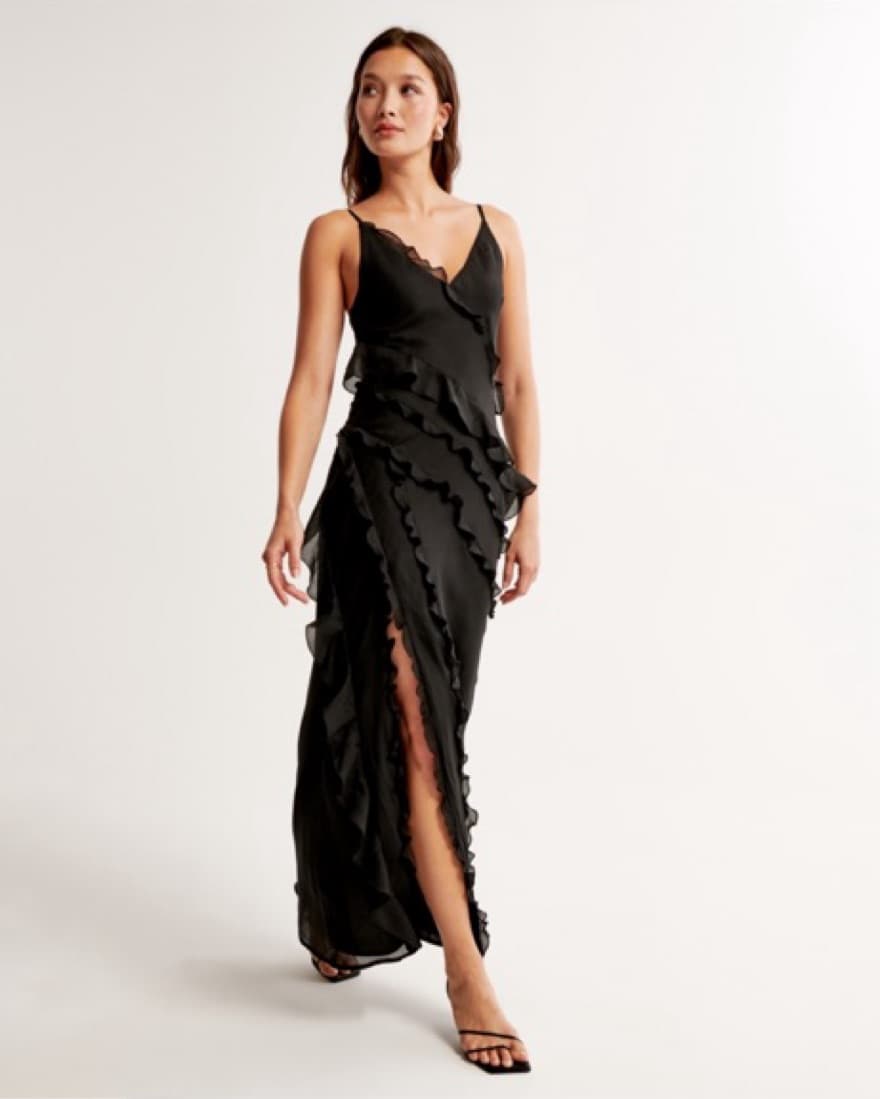Draped Ruffled Maxi Dress - Petite - Image 1