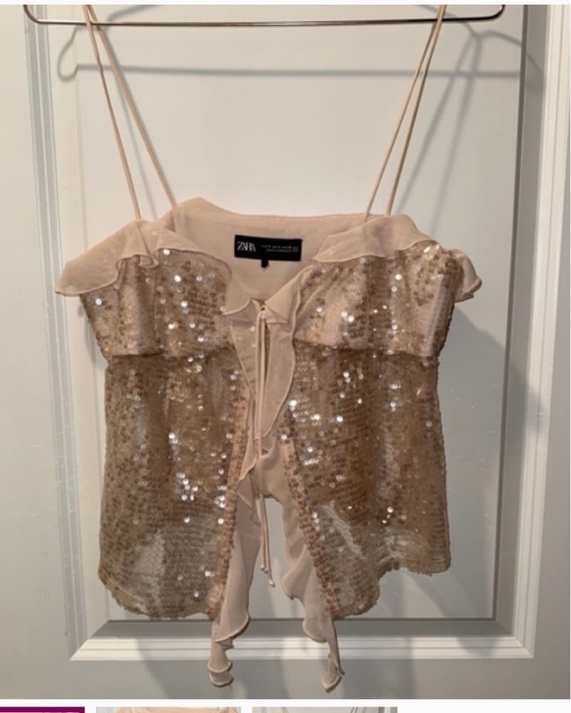 Sparkling Gold Sequin Ruffle Dress - Image 1