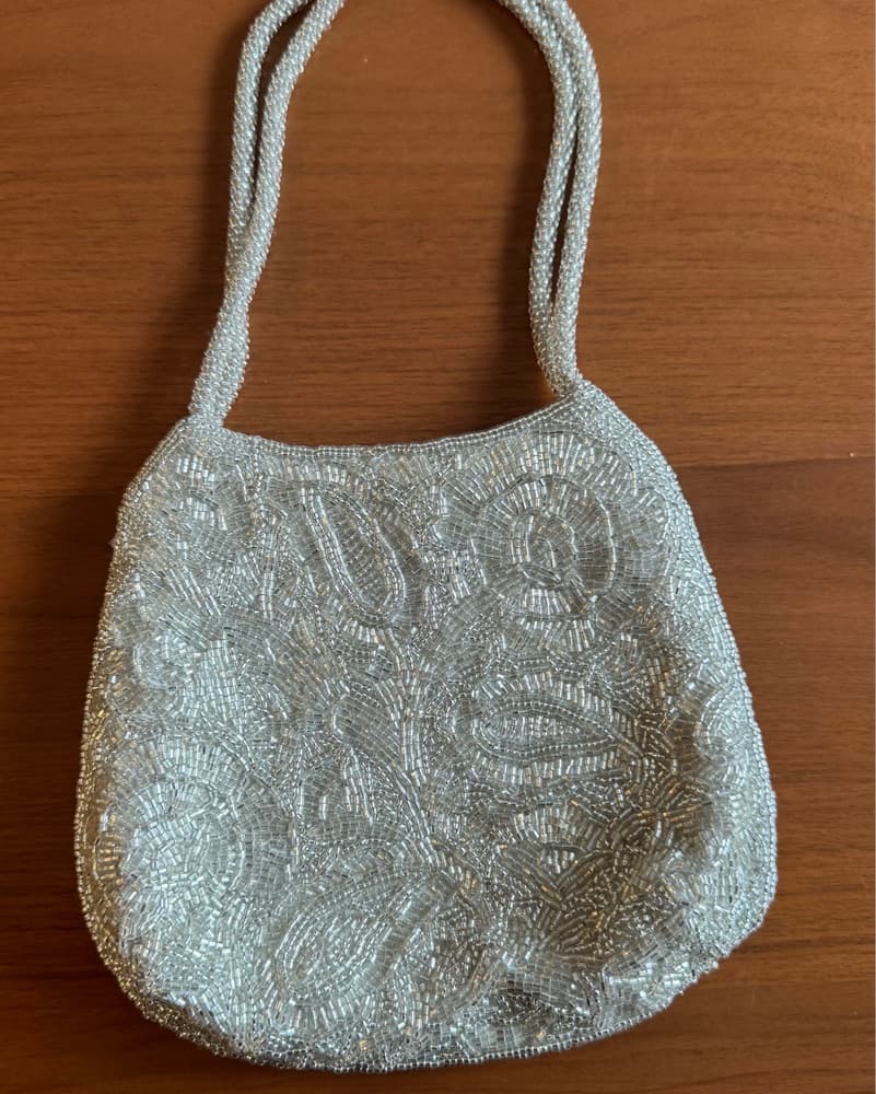 Vintage Beaded Silver Mini Purse - Image 2