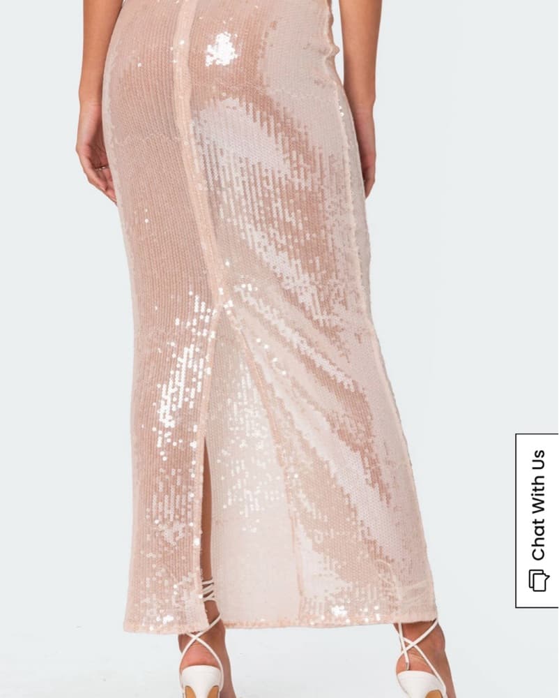 Edikted Riki Sheer Sequin Maxi Skirt - Image 4