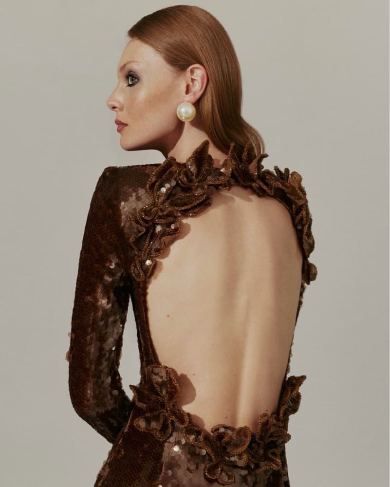 $1,600 PatBo Chocolate Brown Sequin Gown - Image 4