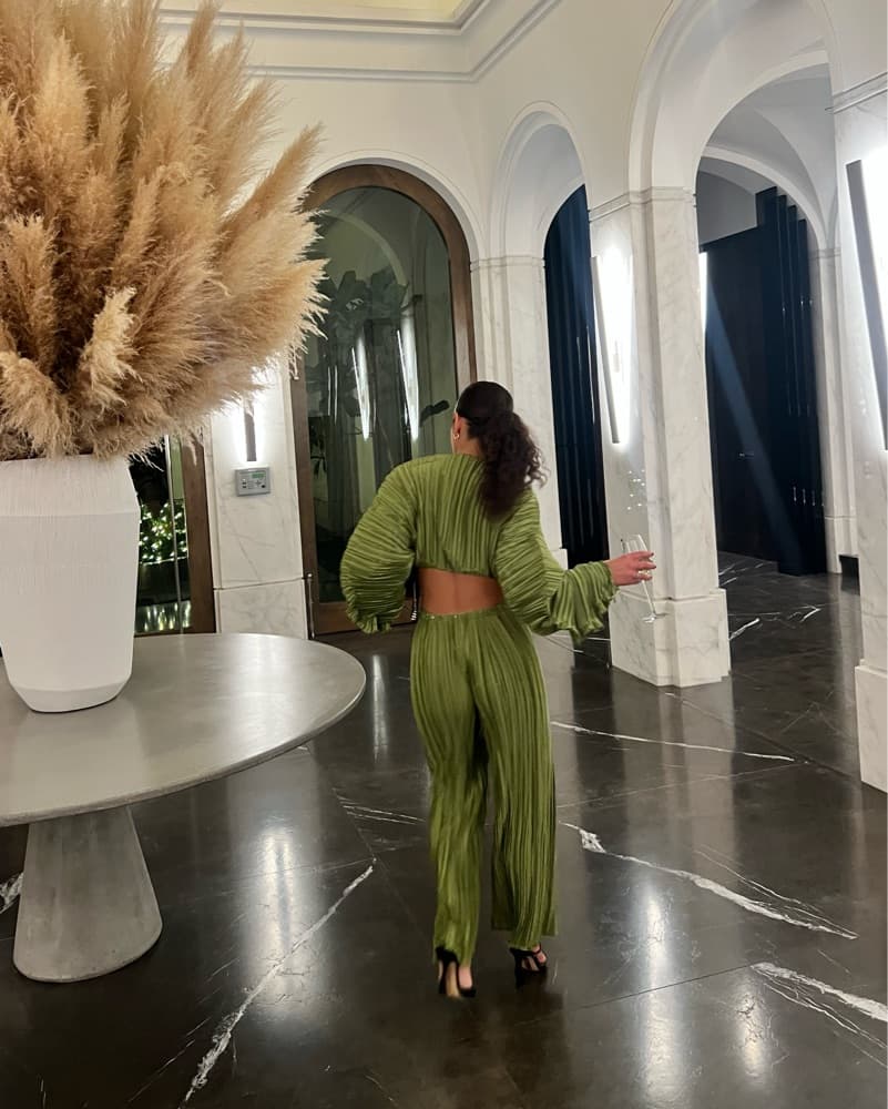 Cult Gaia Green Pleat Ruffle Sleeve Set - Image 1