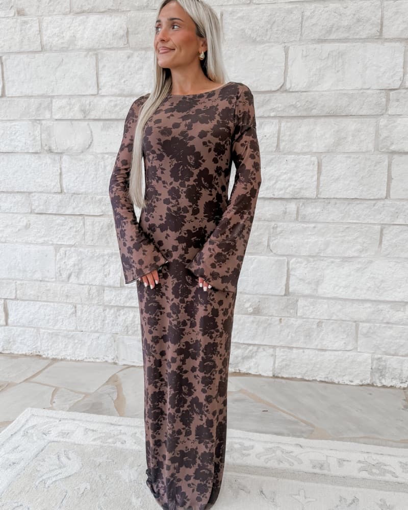  Brown Floral Dress - Image 1