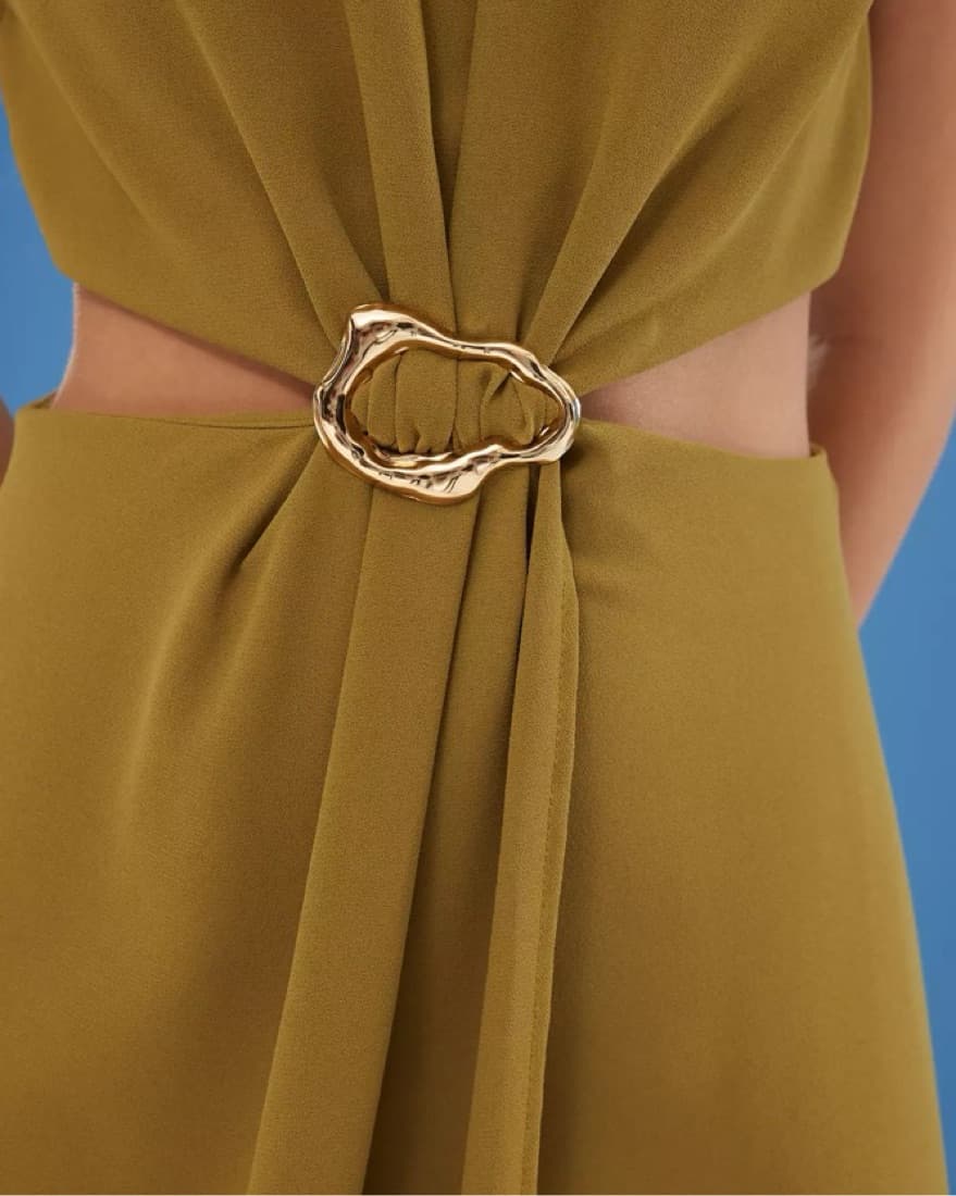 olive green cut-out dress - Image 3
