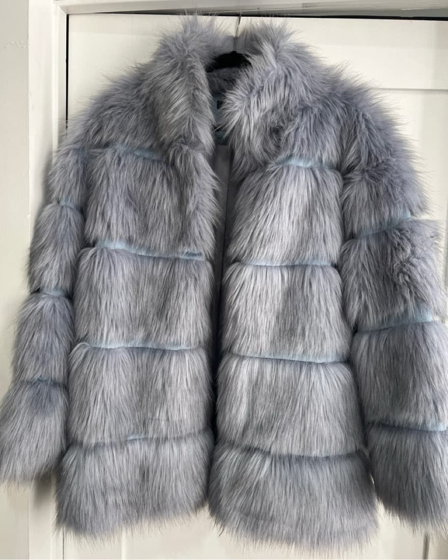 Blue Faux Fur Coat - Image 3