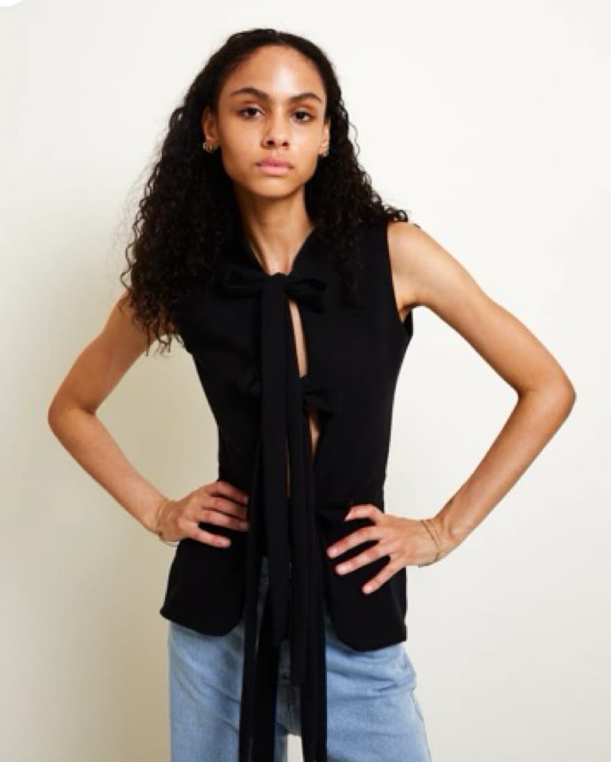 Atelier Tulpe Black Tie Blouse - Image 1