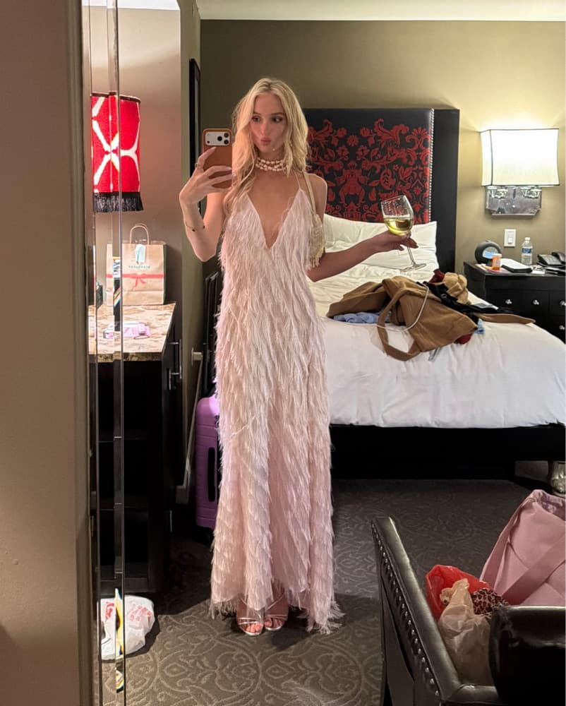 Glamorous Feathered Gown - Image 2