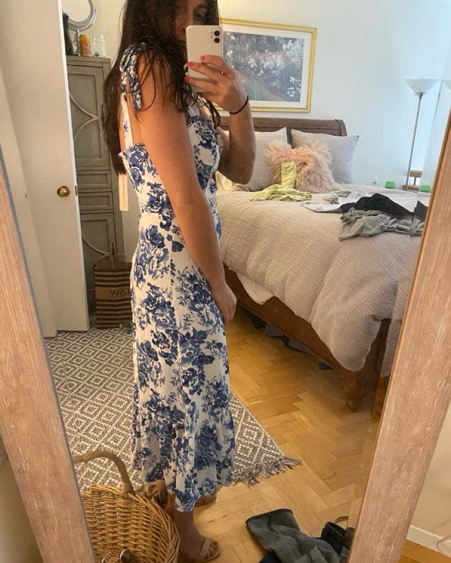 Blua Andwhite Floral Dress l - Image 2