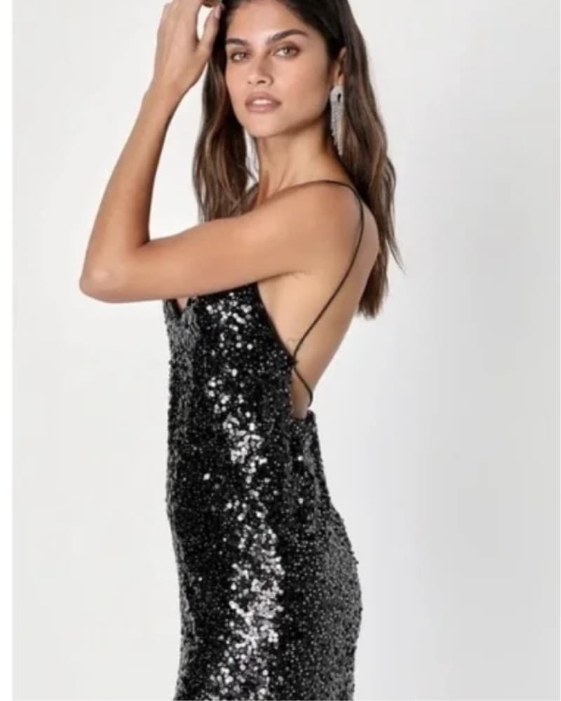 Lulus Black Sequin Dress - Image 2